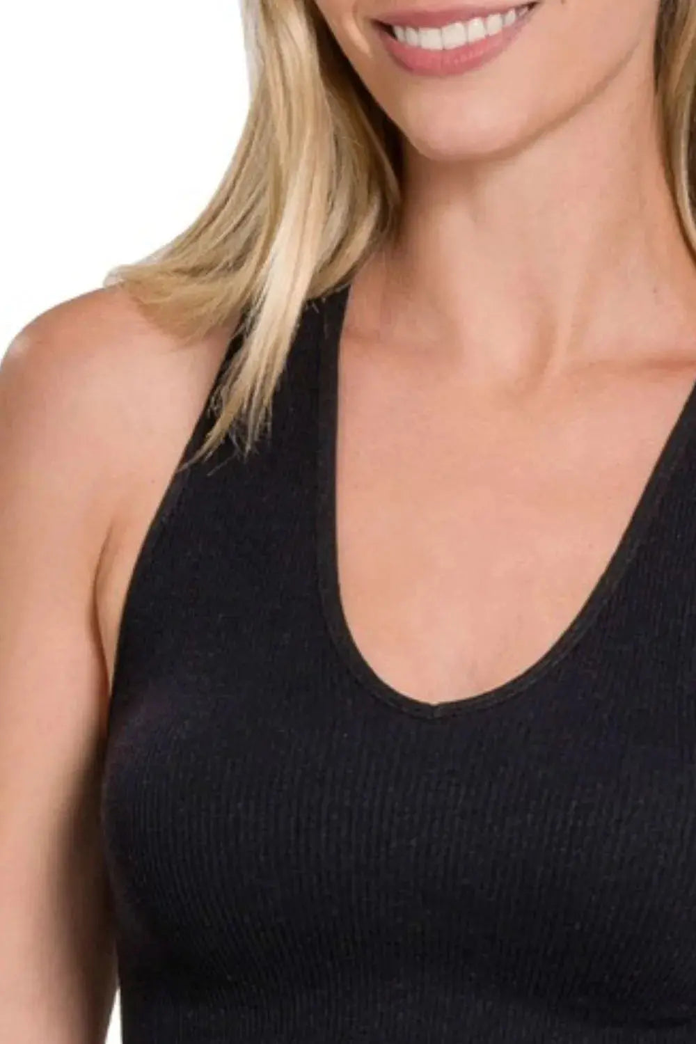 Zenana Seamless Ribbed Cropped Racerback Tank Top - Love Salve